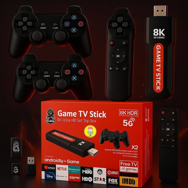 🎮 Game 8K Retro TV Q9 PRO ™ | GAME TV Stick con 64G + 20,000 Juegos + 3 Mandos Inalámbricos🔥