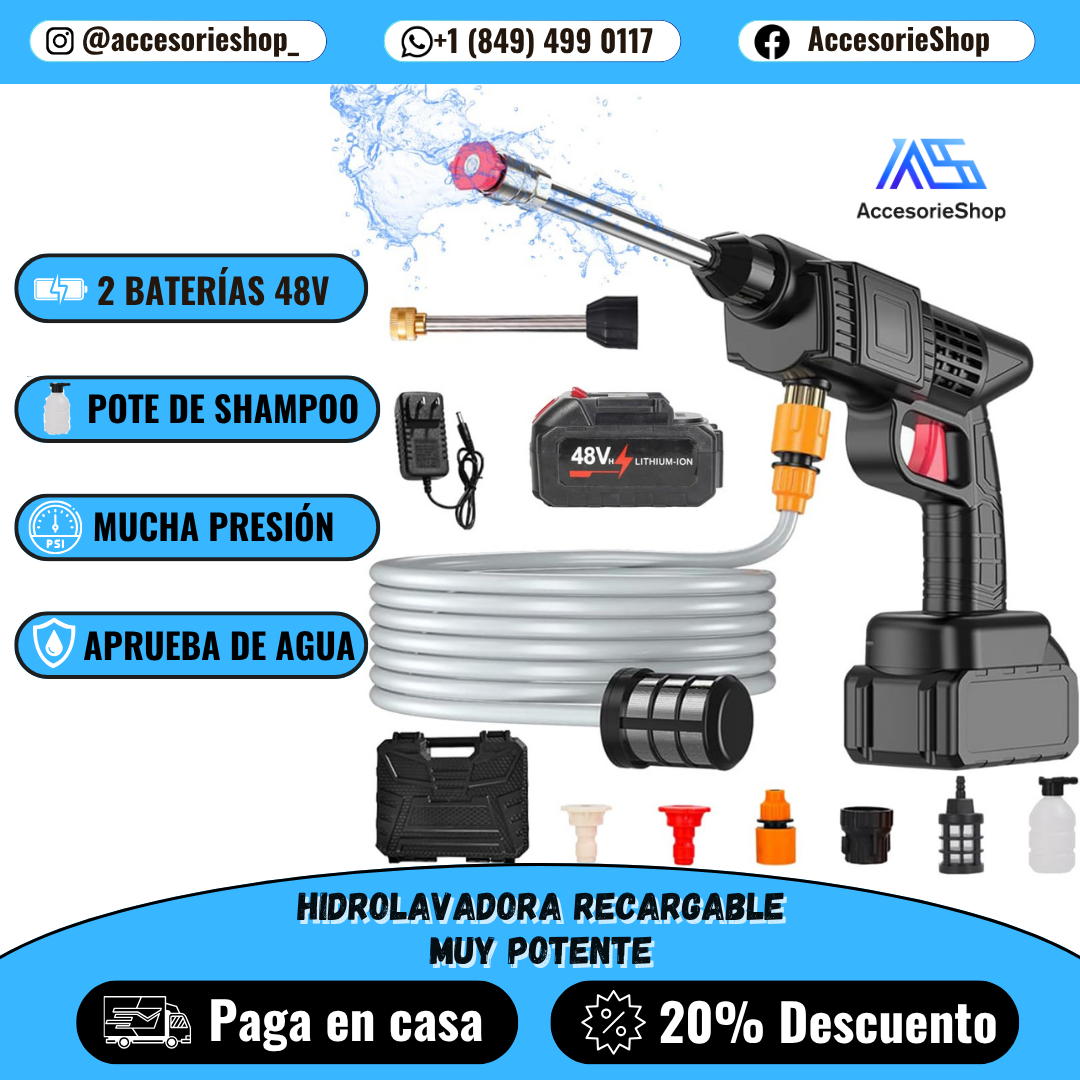 💦 Hidrolavadora Portátil Inalámbrica LavaXpress™ | 2 Baterías de 48V Más Potente que Nunca🔋🚗🌿 | AÑADE LAS BATERIAS QUE QUIERAS