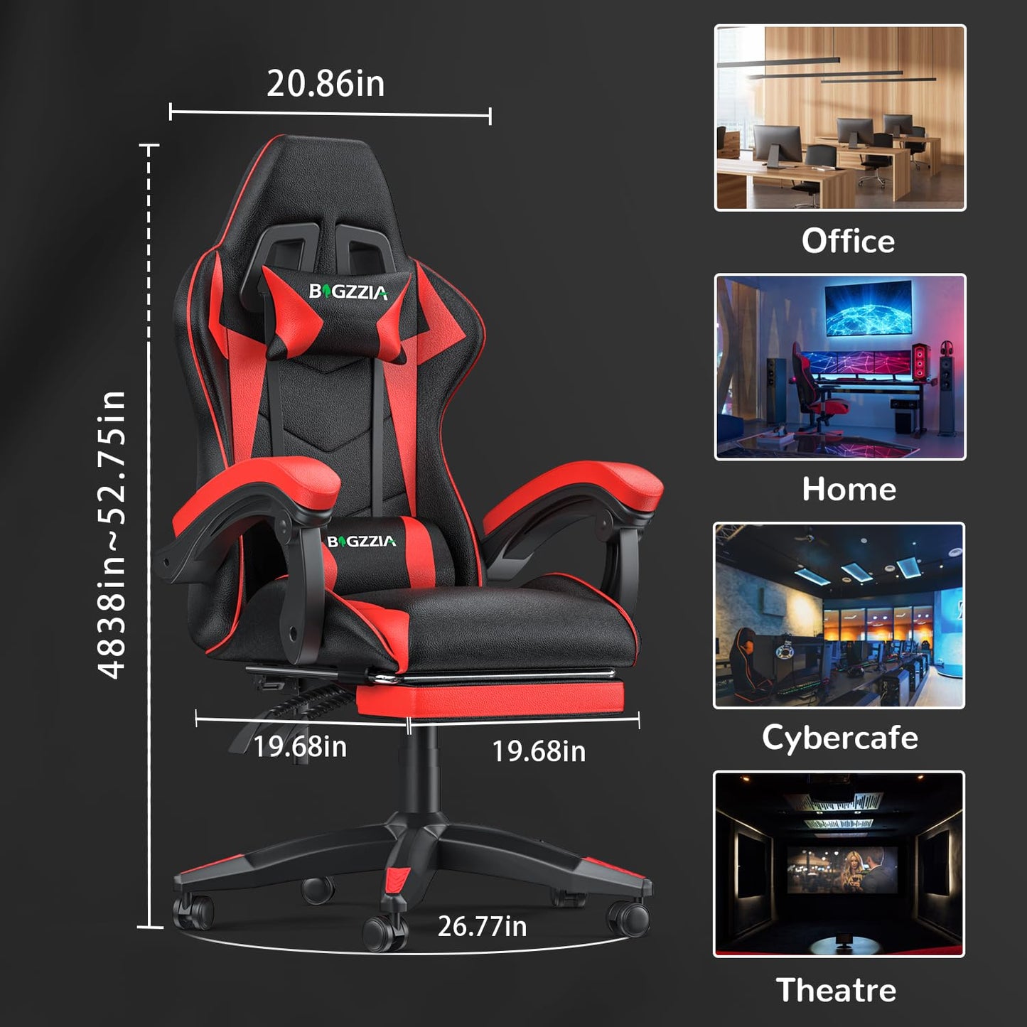 Silla Gamers con Reposapies Racing Comfort™ | Juega, estudia y descansa sin dolor: respaldo alto y soporte lumbar premium