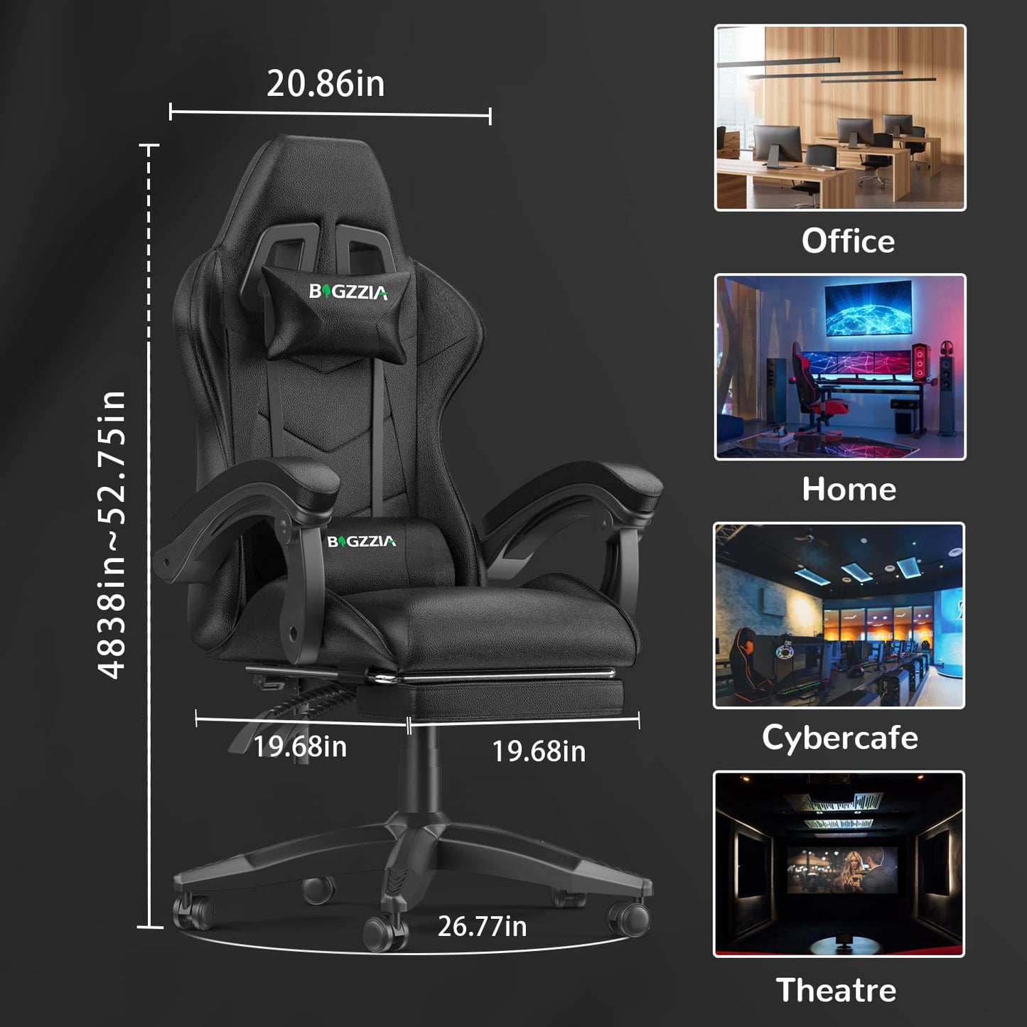 Silla Gamers con Reposapies Racing Comfort™ | Juega, estudia y descansa sin dolor: respaldo alto y soporte lumbar premium
