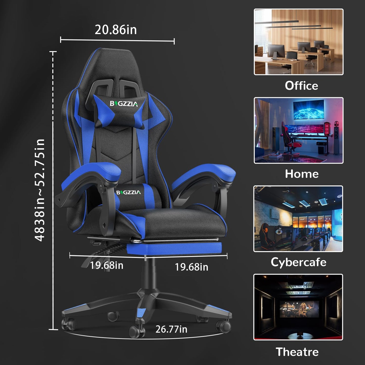 Silla Gamers con Reposapies Racing Comfort™ | Juega, estudia y descansa sin dolor: respaldo alto y soporte lumbar premium