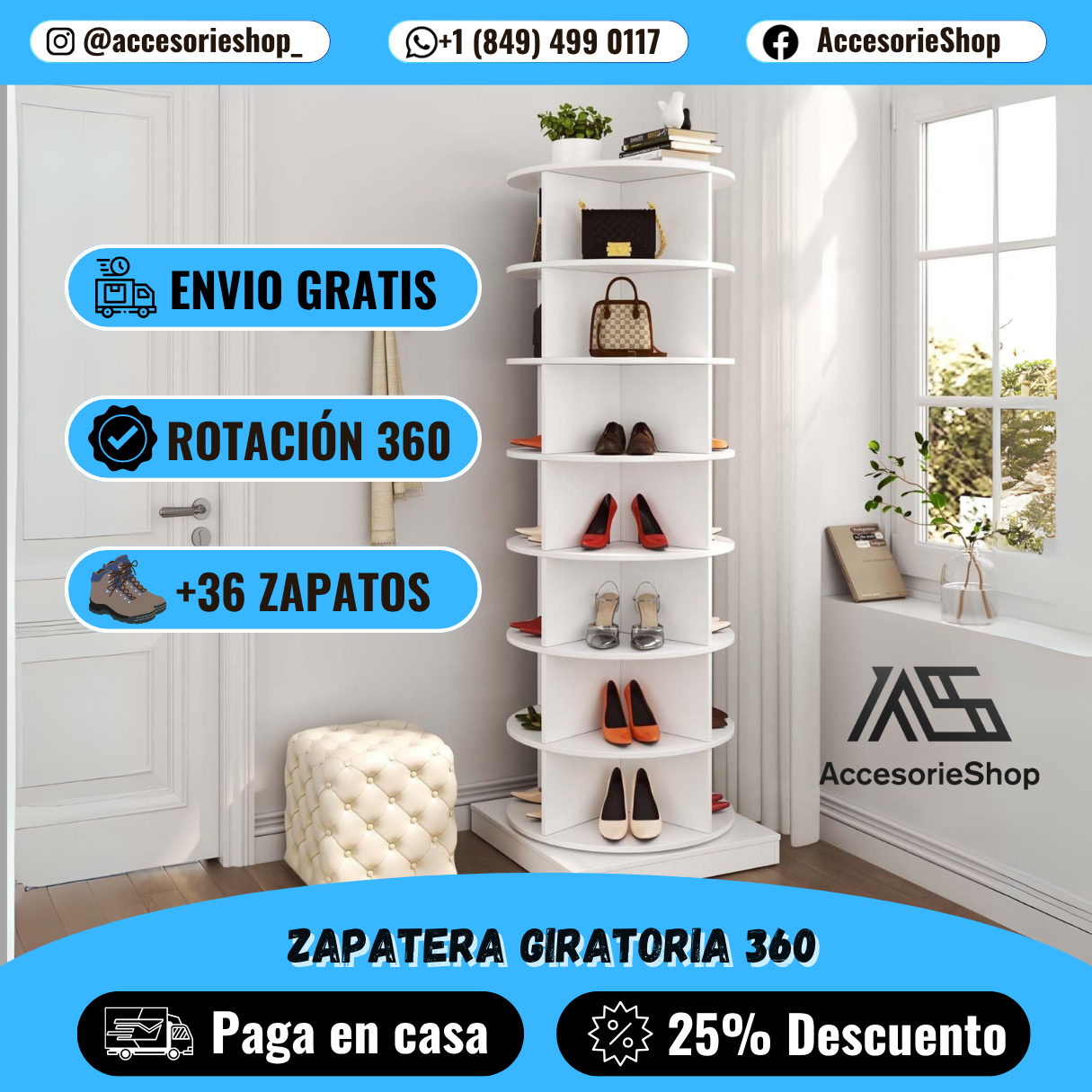 Zapatera Giratoria 360 SpinTidy™ | CABEN MÁS DE +35 PARES DE ZAPATOS