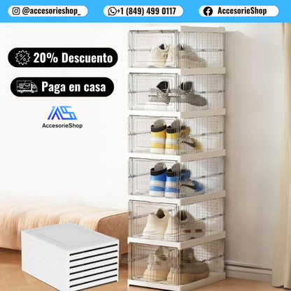 🚩 ZAPATERA 6 EN 1 TRANSPARENTE ACRILICA ZapatoSmart™  | Cajas Apilables y Plegables de 6 Niveles
