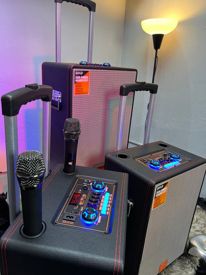BOCINA BAAB™ V12 – Bocina Karaoke con Ecualizador Profesional | DOS MICROFONOS GRATIS