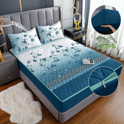 PROTECTOR ANTIFLUIDOS PREMIUM ColchónCare™ + 2 FUNDAS DE ALMOHADA GRATIS | PAGA 1 LLEVA 3 PRODUCTOS | LISOS Y ESTAMPADOS