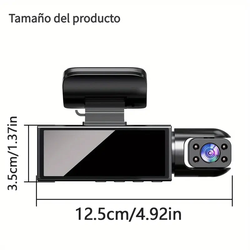 CAMARA TRIPLE LENTE WIFI DE CARRO - GRABA DENTRO, DELANTE Y DETRÁS