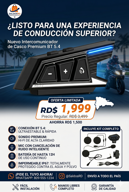 AURICULAR BLUETHOOT CON MICROFONO PARA CASCO MotoSync | 🏍️ Escucha Música y Contesta Llamadas Sin Quitar las Manos del Timon
